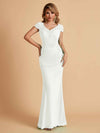 Elegant Mermaid Chiffon Cap Sleeves V-Neck Lace Mother of the Brides Dresses Online UK