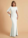 Elegant Mermaid Chiffon Half Sleeves Scoop Mother of the Brides Dresses Online