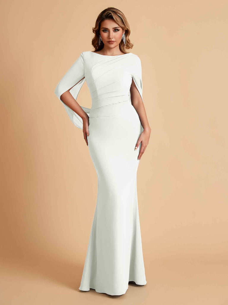 Elegant Mermaid Chiffon Half Sleeves Scoop Mother of the Brides Dresses Online