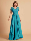 Chiffon Short Sleeves V-neck Lace Mother of the Brides Dresses UK