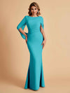 Elegant Mermaid Chiffon Half Sleeves Scoop Mother of the Brides Dresses Online