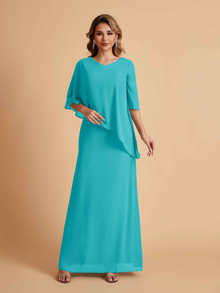 Elegant A-line Chiffon V-neck Mother of the Brides Dresses and Jacket