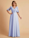 Elegant Chiffon Half Sleeves V-Neck Mother of the Brides Dresses UK Online