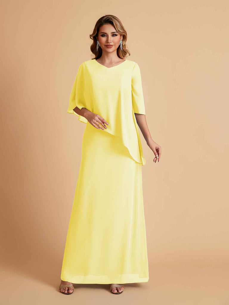 Elegant A-line Chiffon V-neck Mother of the Brides Dresses and Jacket