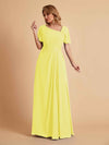 Elegant A-Line Chiffon Short Sleeves V-Neck Mother of the Brides Dresses Online
