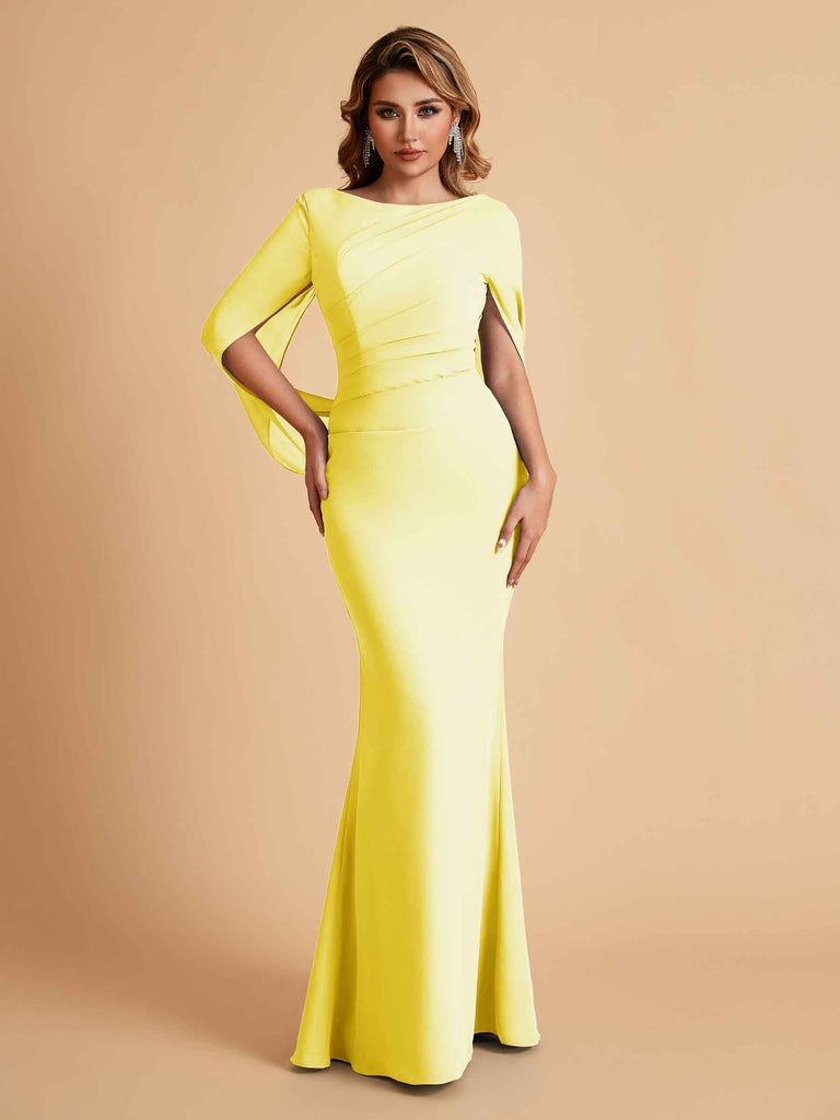 Elegant Mermaid Chiffon Half Sleeves Scoop Mother of the Brides Dresses Online