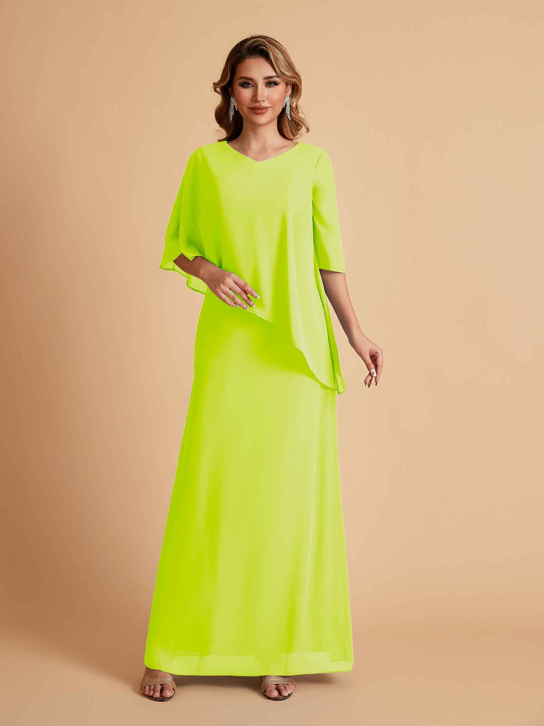 Elegant A-line Chiffon V-neck Mother of the Brides Dresses and Jacket