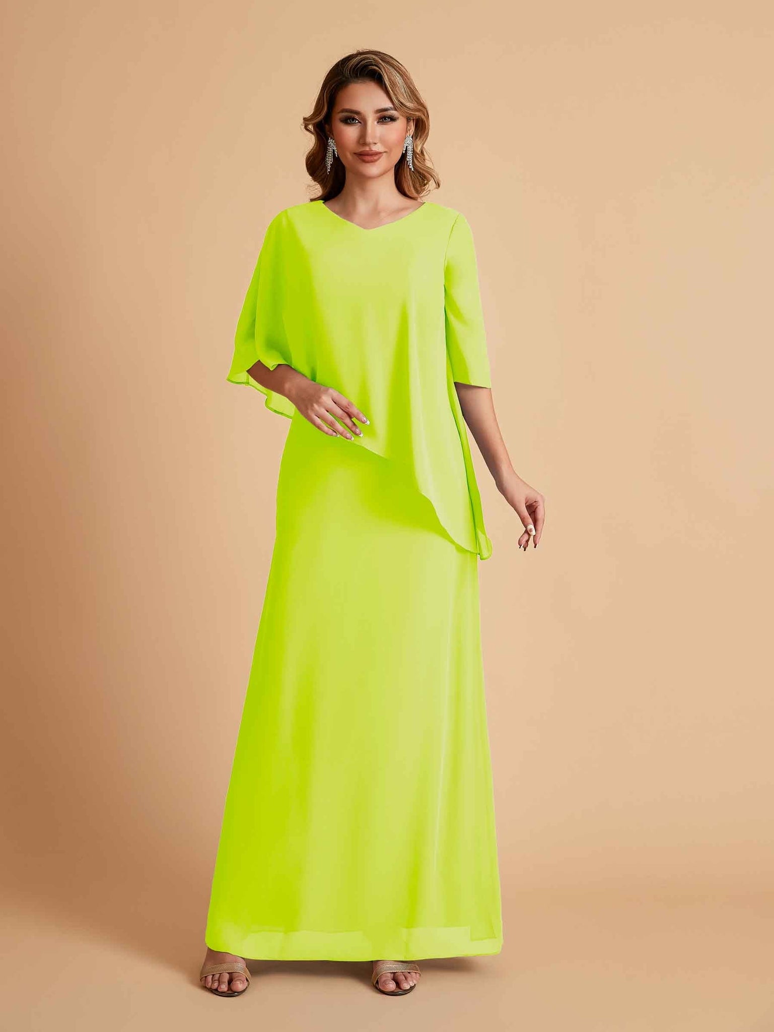 Elegant A-line Chiffon V-neck Mother of the Brides Dresses and Jacket