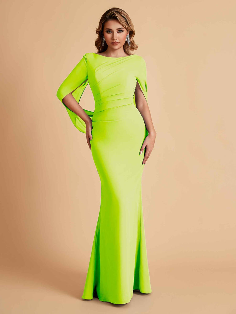 Elegant Mermaid Chiffon Half Sleeves Scoop Mother of the Brides Dresses Online