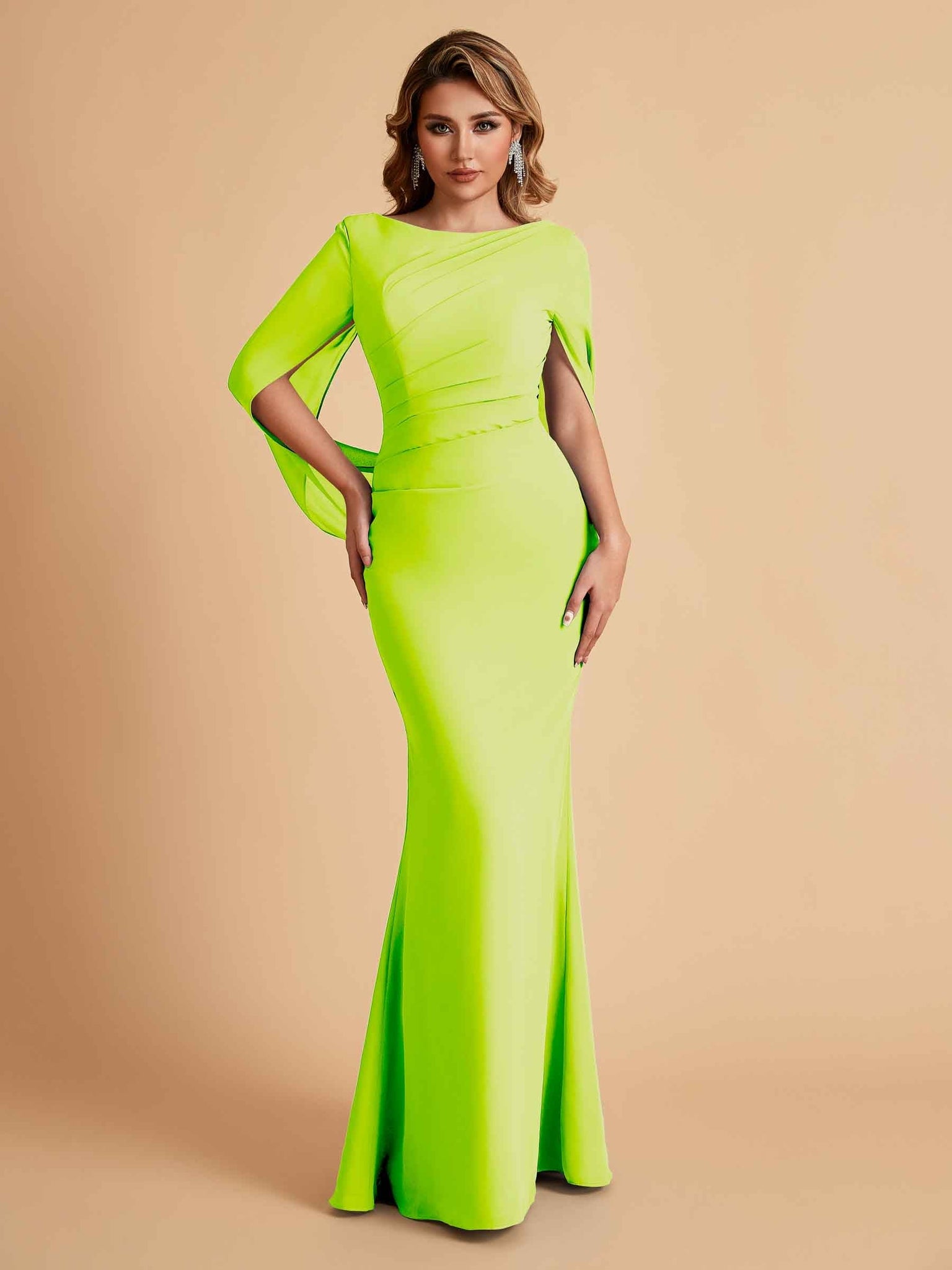 Elegant Mermaid Chiffon Half Sleeves Scoop Mother of the Brides Dresses Online