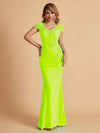 Elegant Mermaid Chiffon Cap Sleeves V-Neck Lace Mother of the Brides Dresses Online UK