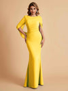 Elegant Mermaid Chiffon Half Sleeves Scoop Mother of the Brides Dresses Online