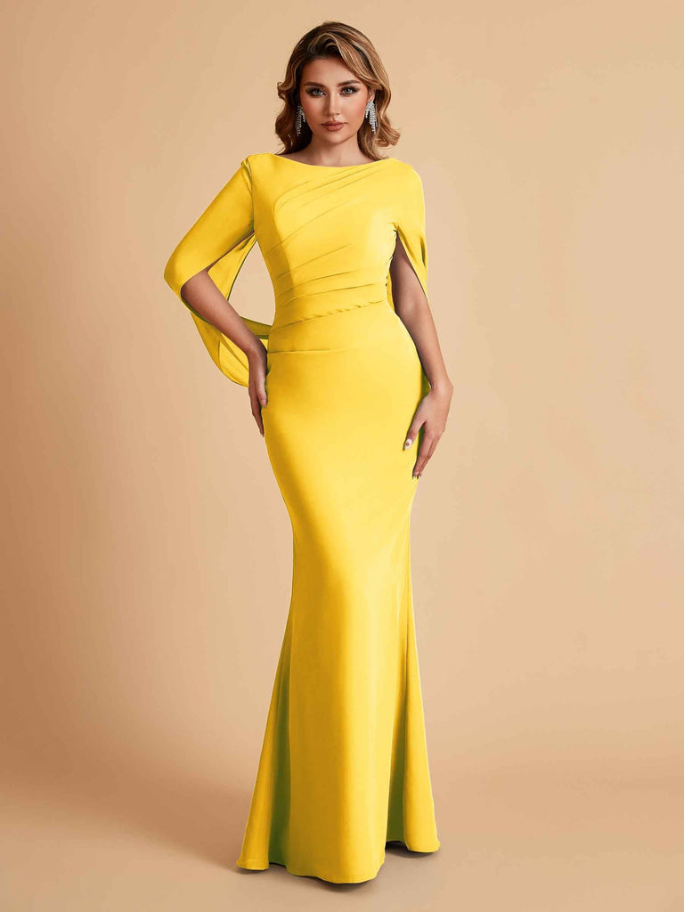 Elegant Mermaid Chiffon Half Sleeves Scoop Mother of the Brides Dresses Online