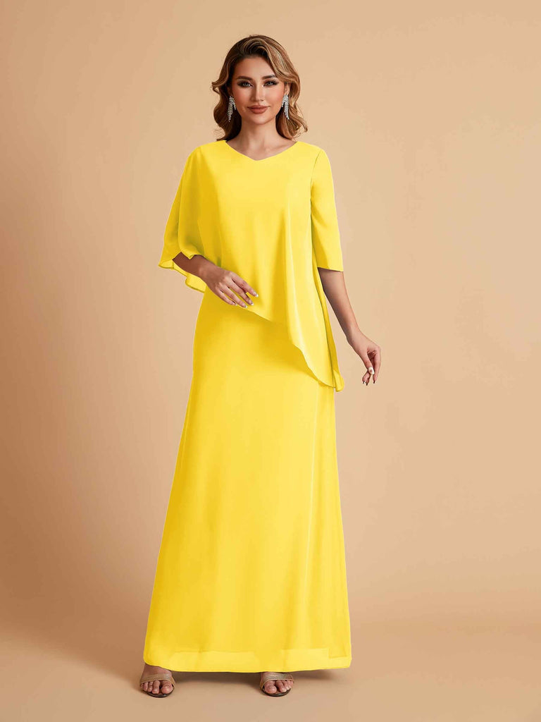 Elegant A-line Chiffon V-neck Mother of the Brides Dresses and Jacket