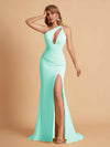Sexy Mermaid One Shoulder Key Hole Long Bridesmaid Dresses Uk Slit