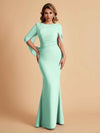 Elegant Mermaid Chiffon Half Sleeves Scoop Mother of the Brides Dresses Online
