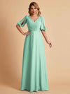 Elegant Chiffon Half Sleeves V-Neck Mother of the Brides Dresses UK Online