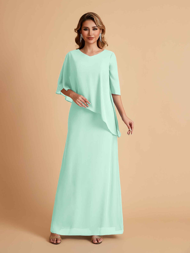 Elegant A-line Chiffon V-neck Mother of the Brides Dresses and Jacket
