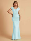 Elegant Mermaid Chiffon Cap Sleeves V-Neck Lace Mother of the Brides Dresses Online UK