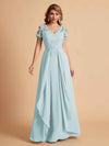 Chiffon Short Sleeves V-neck Lace Mother of the Brides Dresses UK