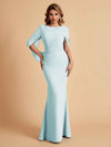 Elegant Mermaid Chiffon Half Sleeves Scoop Mother of the Brides Dresses Online
