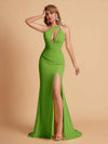 Sexy Mermaid One Shoulder Key Hole Long Bridesmaid Dresses Uk Slit