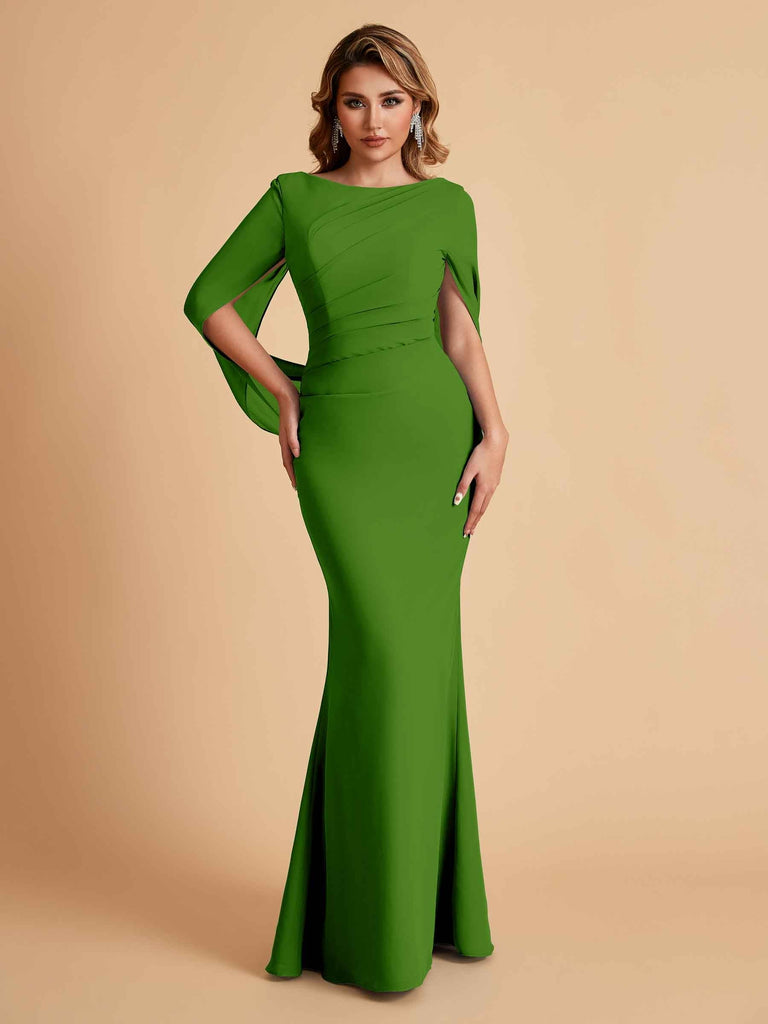 Elegant Mermaid Chiffon Half Sleeves Scoop Mother of the Brides Dresses Online
