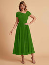 Elegant Chiffon Short Sleeves Short Midi Mother of the Brides Dresses UK Online