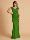 Elegant Mermaid Chiffon Cap Sleeves V-Neck Lace Mother of the Brides Dresses Online UK