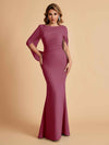 Elegant Mermaid Chiffon Half Sleeves Scoop Mother of the Brides Dresses Online