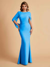 Elegant Mermaid Chiffon Half Sleeves Scoop Mother of the Brides Dresses Online