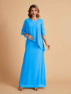 Elegant A-line Chiffon V-neck Mother of the Brides Dresses and Jacket