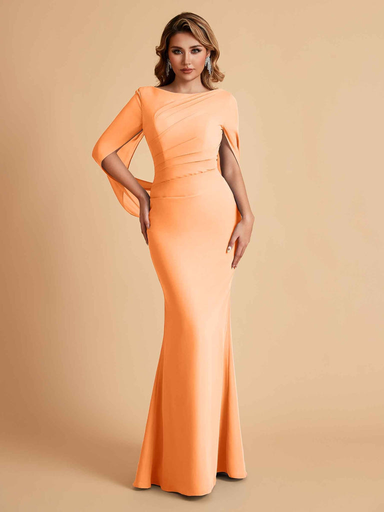 Elegant Mermaid Chiffon Half Sleeves Scoop Mother of the Brides Dresses Online