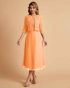 Elegant A-line Bateau Sleeveless Tea Length Short Mother of the Brides Dresses and Jacket