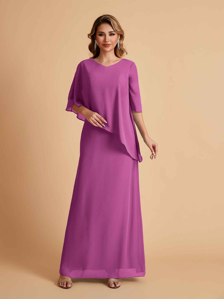 Elegant A-line Chiffon V-neck Mother of the Brides Dresses and Jacket