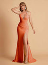Sexy Mermaid One Shoulder Key Hole Long Bridesmaid Dresses Uk Slit