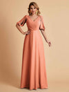 Elegant Chiffon Half Sleeves V-Neck Mother of the Brides Dresses UK Online