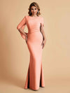 Elegant Mermaid Chiffon Half Sleeves Scoop Mother of the Brides Dresses Online