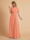 Elegant A-Line Chiffon Short Sleeves V-Neck Mother of the Brides Dresses Online