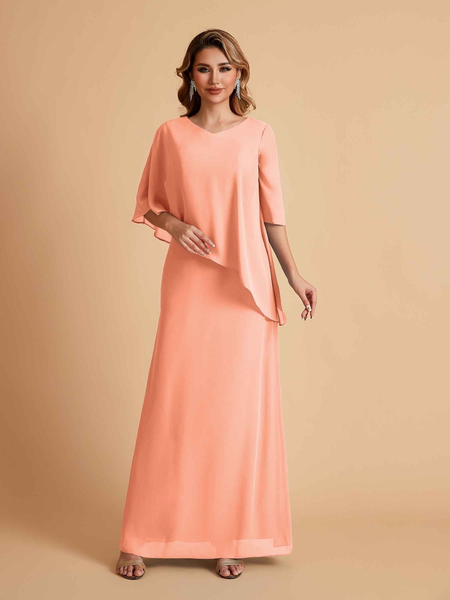 Elegant A-line Chiffon V-neck Mother of the Brides Dresses and Jacket