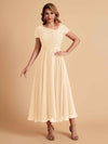 Elegant Chiffon Short Sleeves Short Midi Mother of the Brides Dresses UK Online
