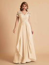 Chiffon Short Sleeves V-neck Lace Mother of the Brides Dresses UK