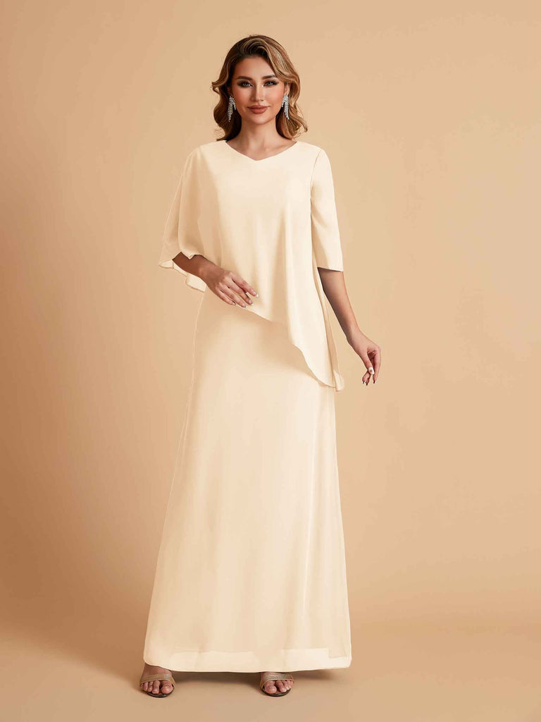 Elegant A-line Chiffon V-neck Mother of the Brides Dresses and Jacket