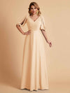 Elegant Chiffon Half Sleeves V-Neck Mother of the Brides Dresses UK Online