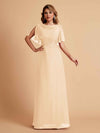 Elegant A-Line Chiffon Half Sleeves Cowl Neck Mother of the Brides Dresses Online UK