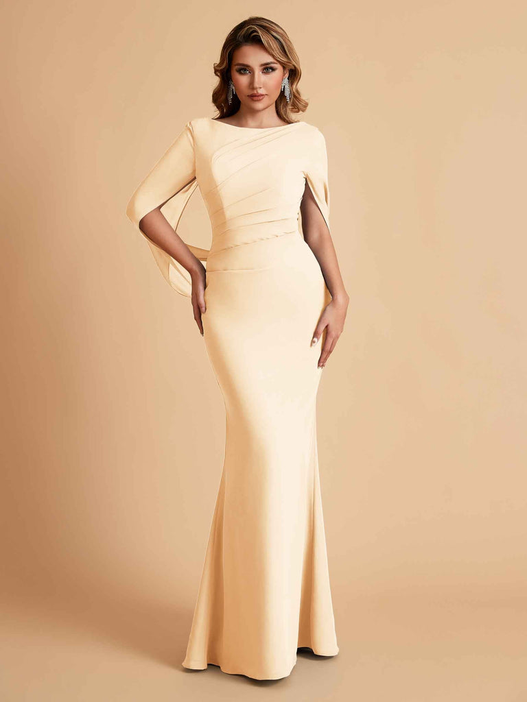 Elegant Mermaid Chiffon Half Sleeves Scoop Mother of the Brides Dresses Online
