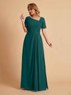 Elegant A-Line Chiffon Short Sleeves V-Neck Mother of the Brides Dresses Online