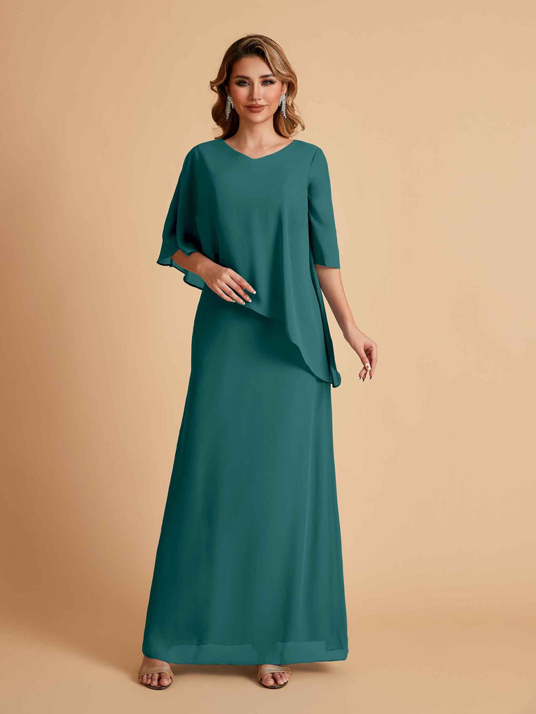 Elegant A-line Chiffon V-neck Mother of the Brides Dresses and Jacket