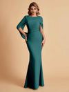 Elegant Mermaid Chiffon Half Sleeves Scoop Mother of the Brides Dresses Online