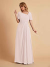 Elegant A-Line Chiffon Short Sleeves V-Neck Mother of the Brides Dresses Online